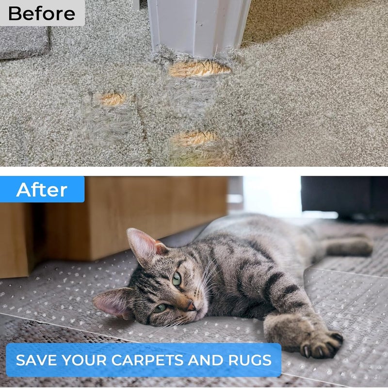 THAMIAO Carpet Protector for Pets Cat Scratch Carpet Protector Easy to Cut Plastic mat for Carpet Anti Scratch Under Door Mat Carpet Scratch Stopper from Cat Dog Scratching 3.6FT (Clear, 3pcs) - Image 4